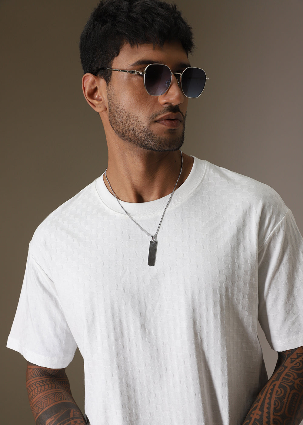 White Texture Oversized T-shirt