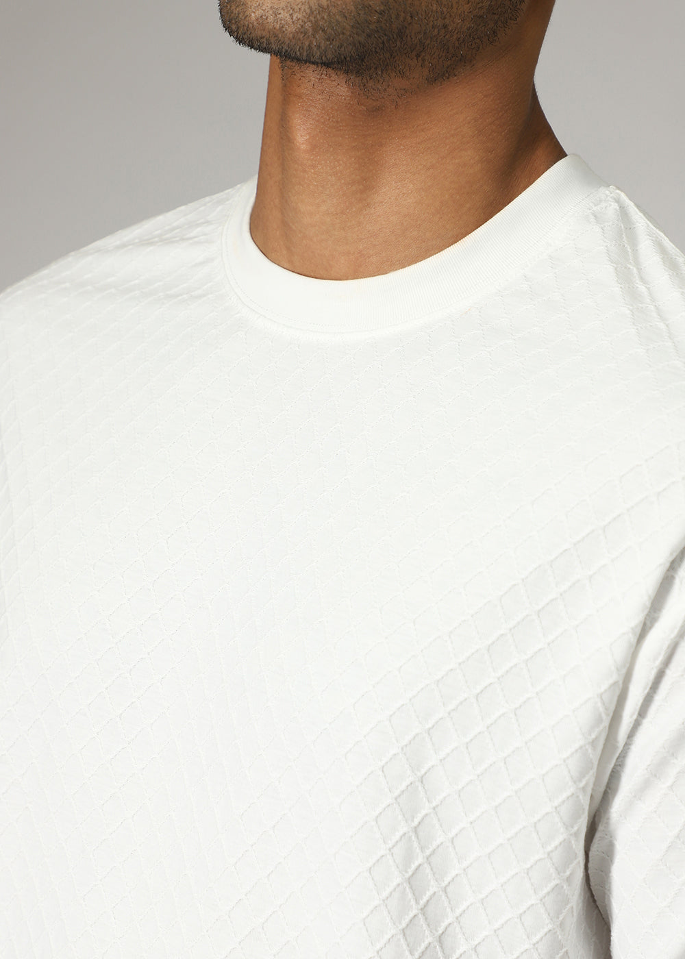 White Textured Regular T-shirt