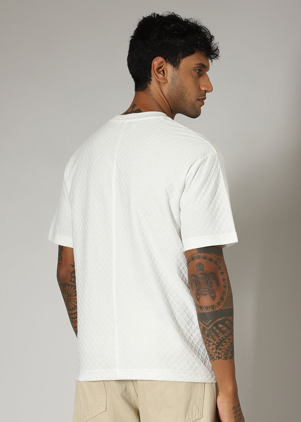 White Textured Regular T-shirt