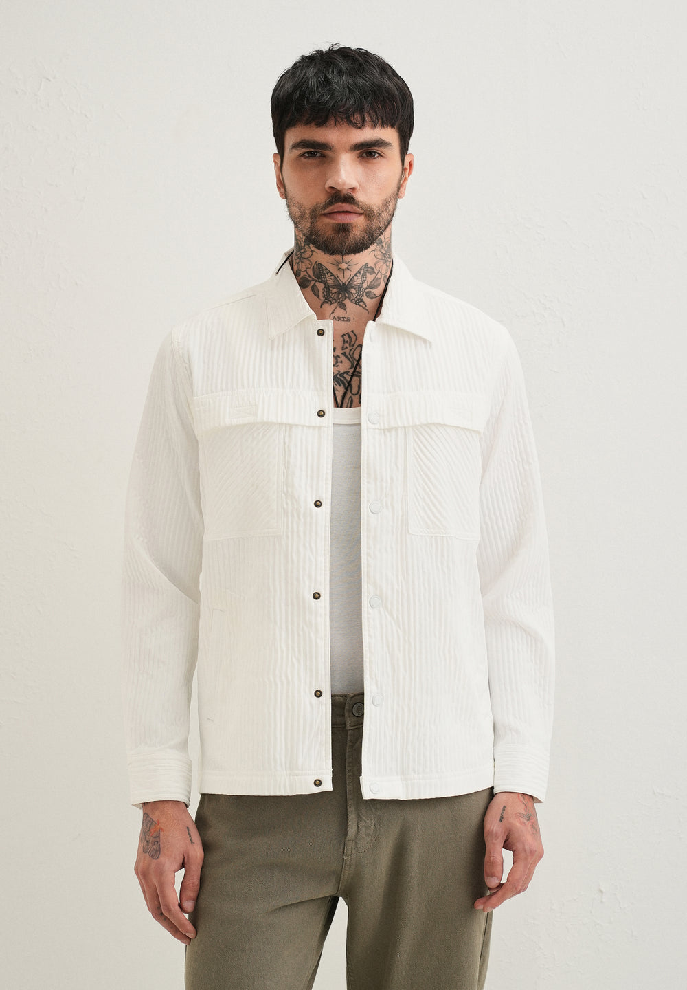 White Textured Utility Shacket