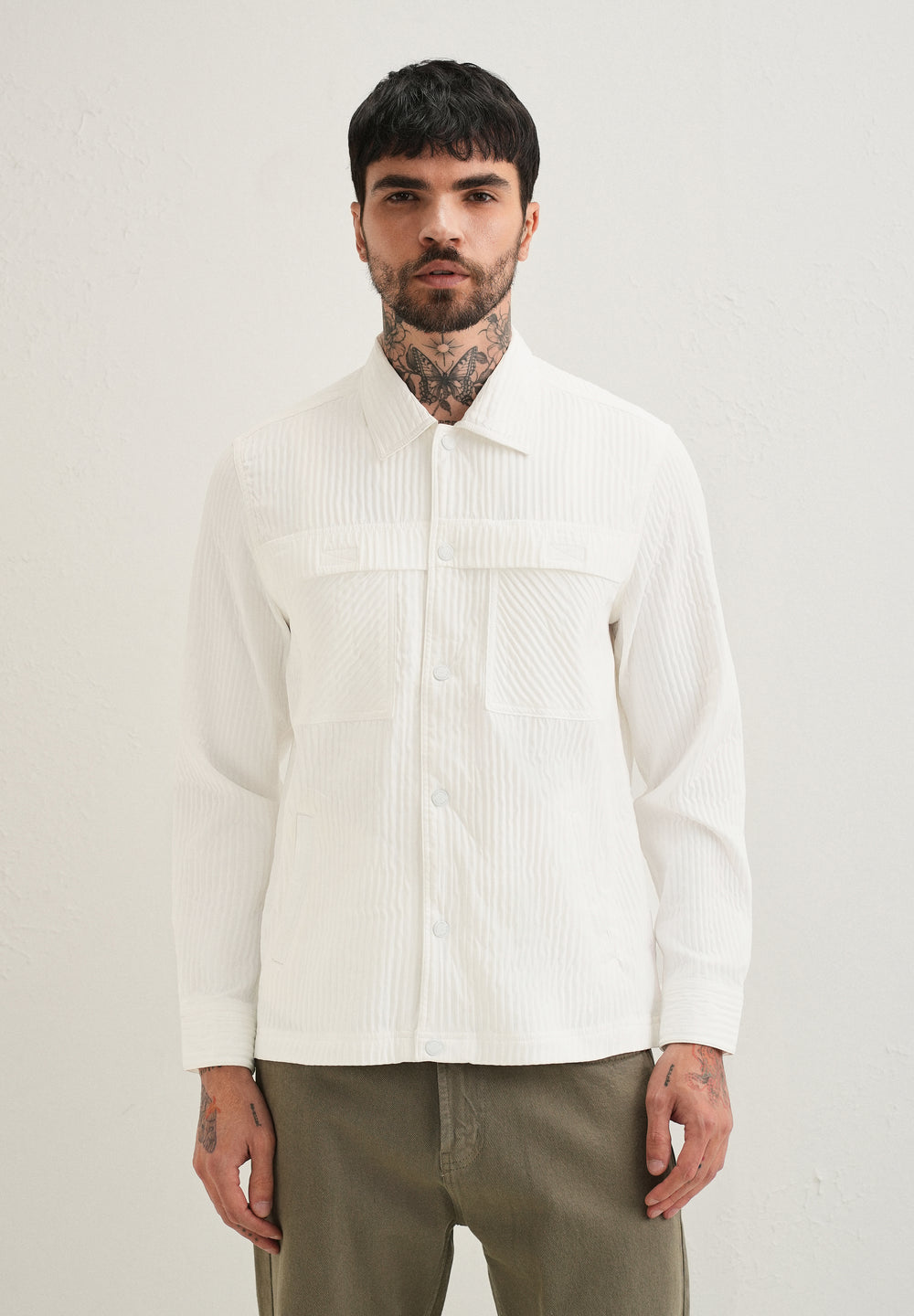 White Textured Utility Shacket