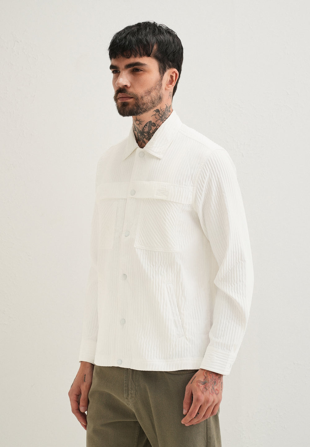 White Textured Utility Shacket