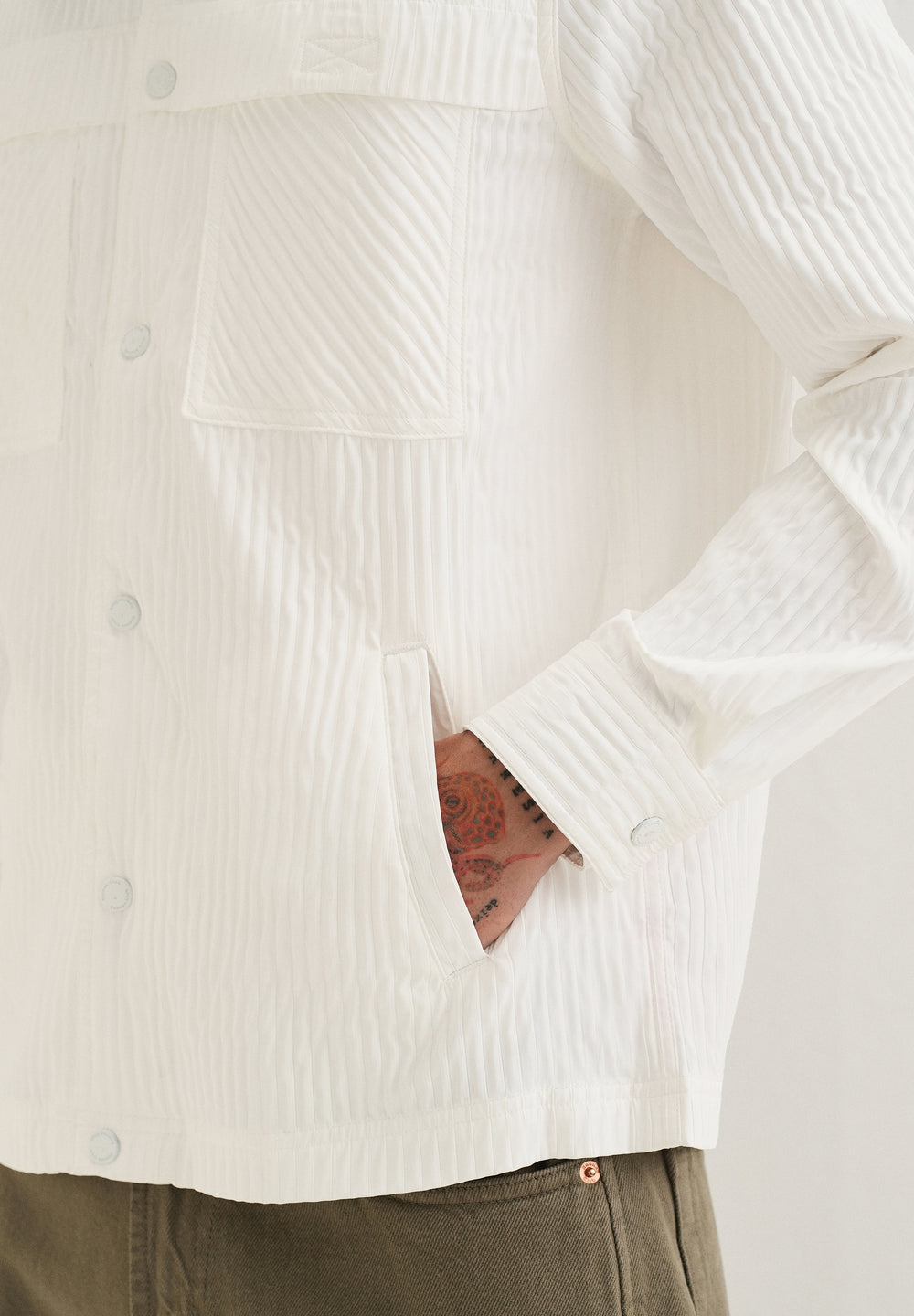 White Textured Utility Shacket