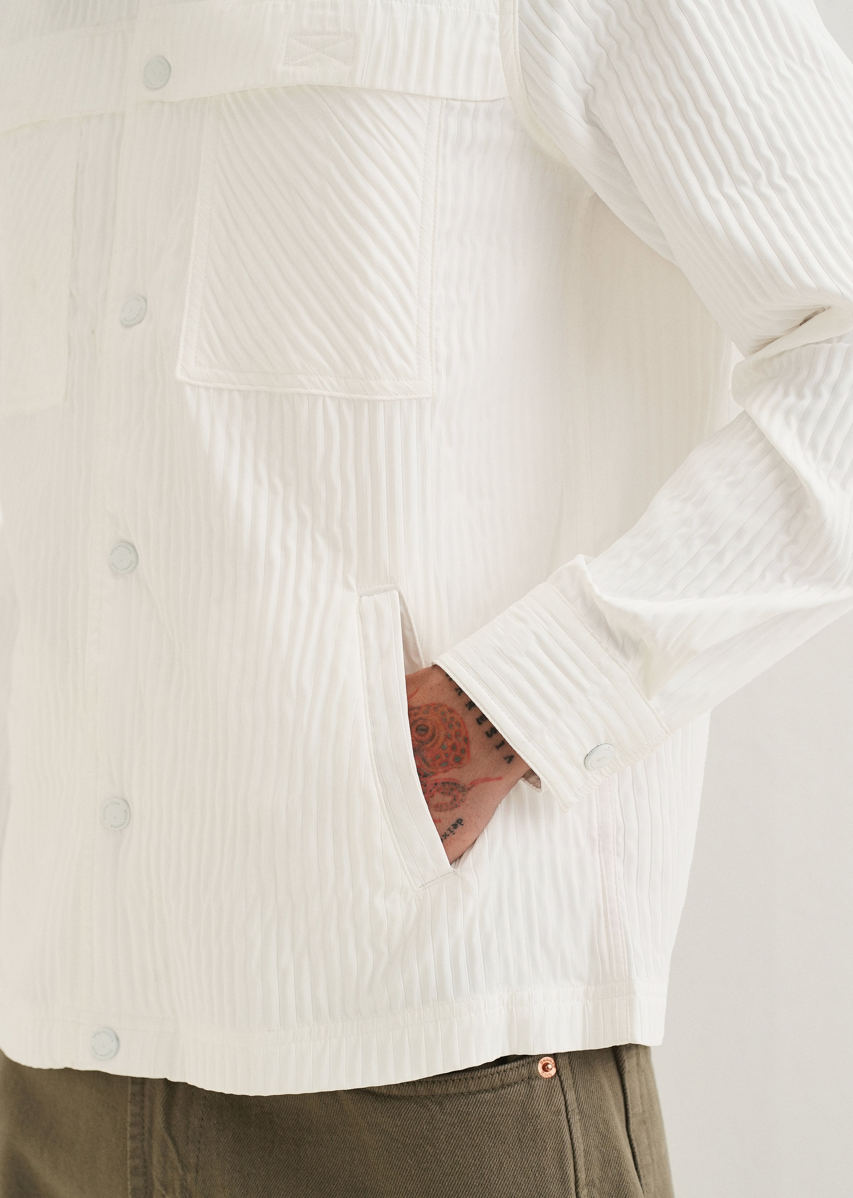 White Textured Utility Shacket