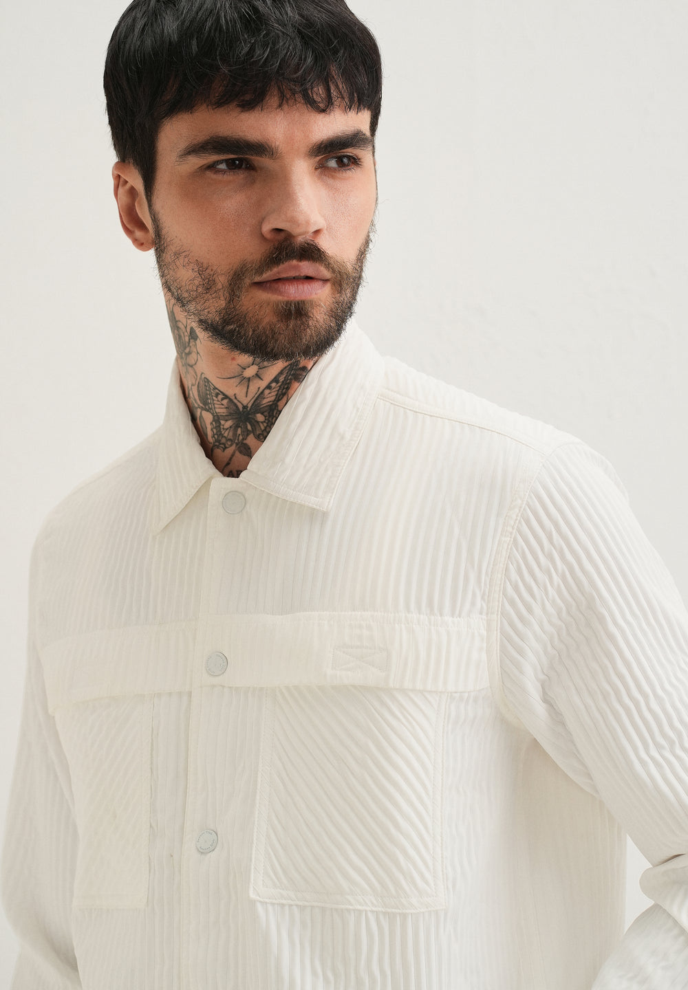 White Textured Utility Shacket