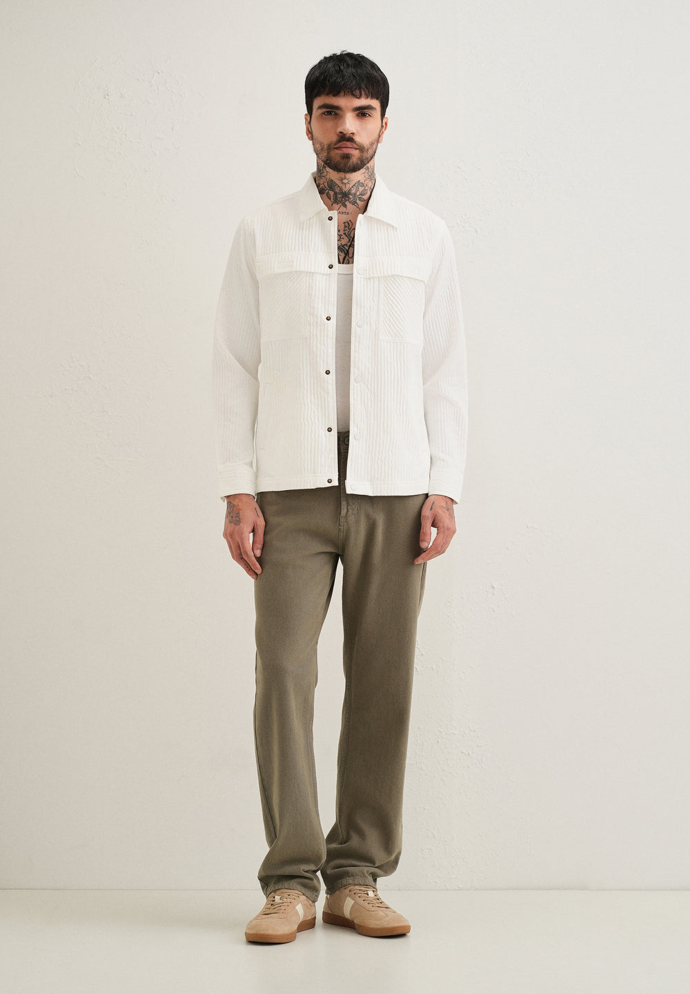 White Textured Utility Shacket