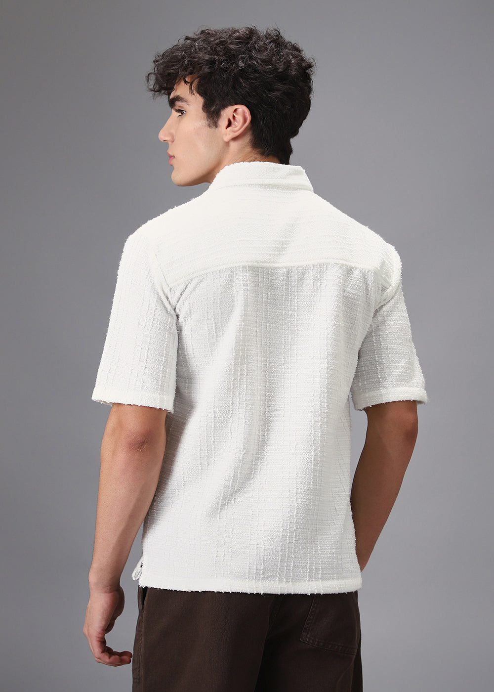 White Cuban Collar Knitted Shirt