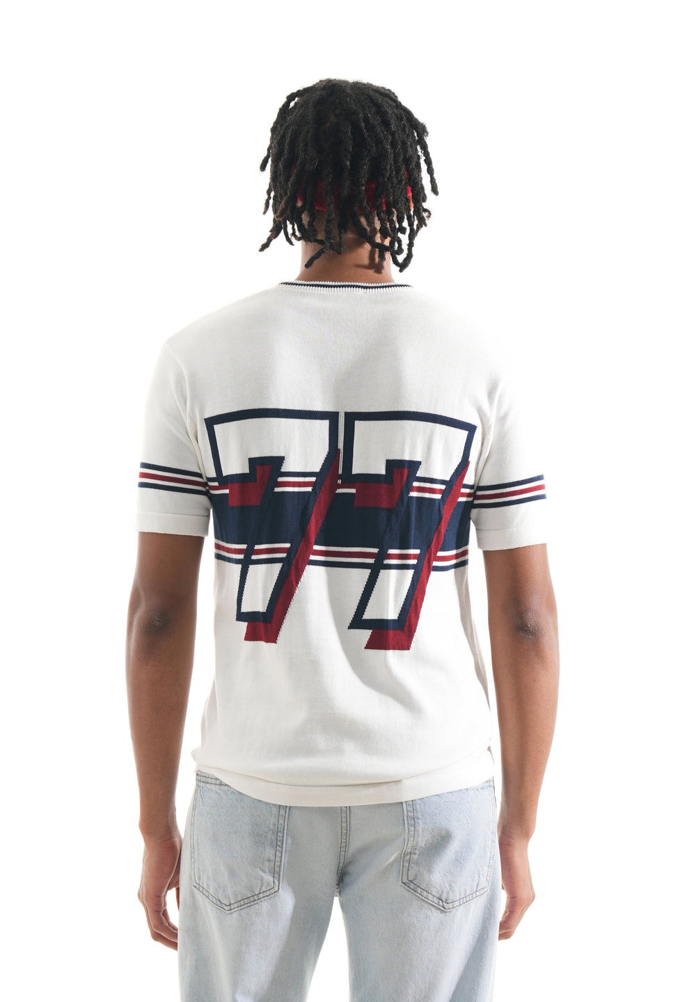 White Varsity Jacquard Knit T-shirt