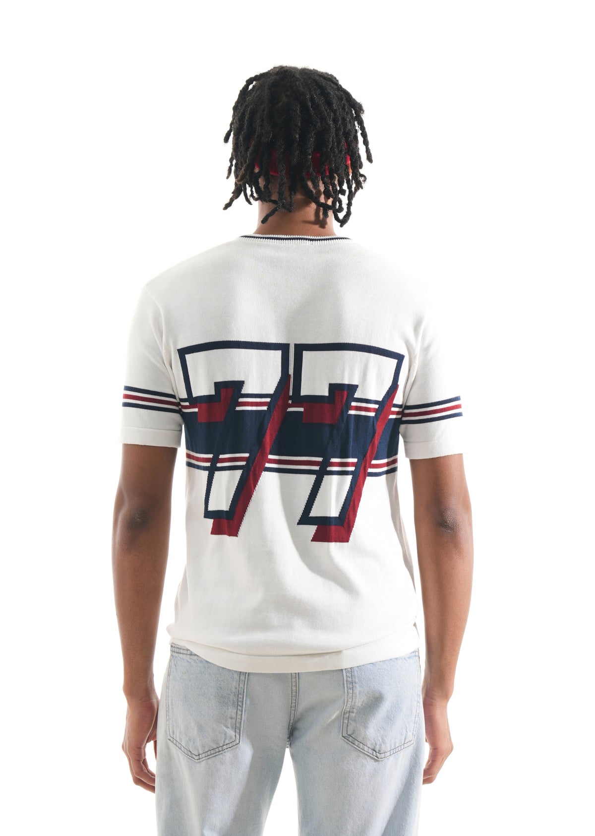White Varsity Jacquard Knit T-shirt
