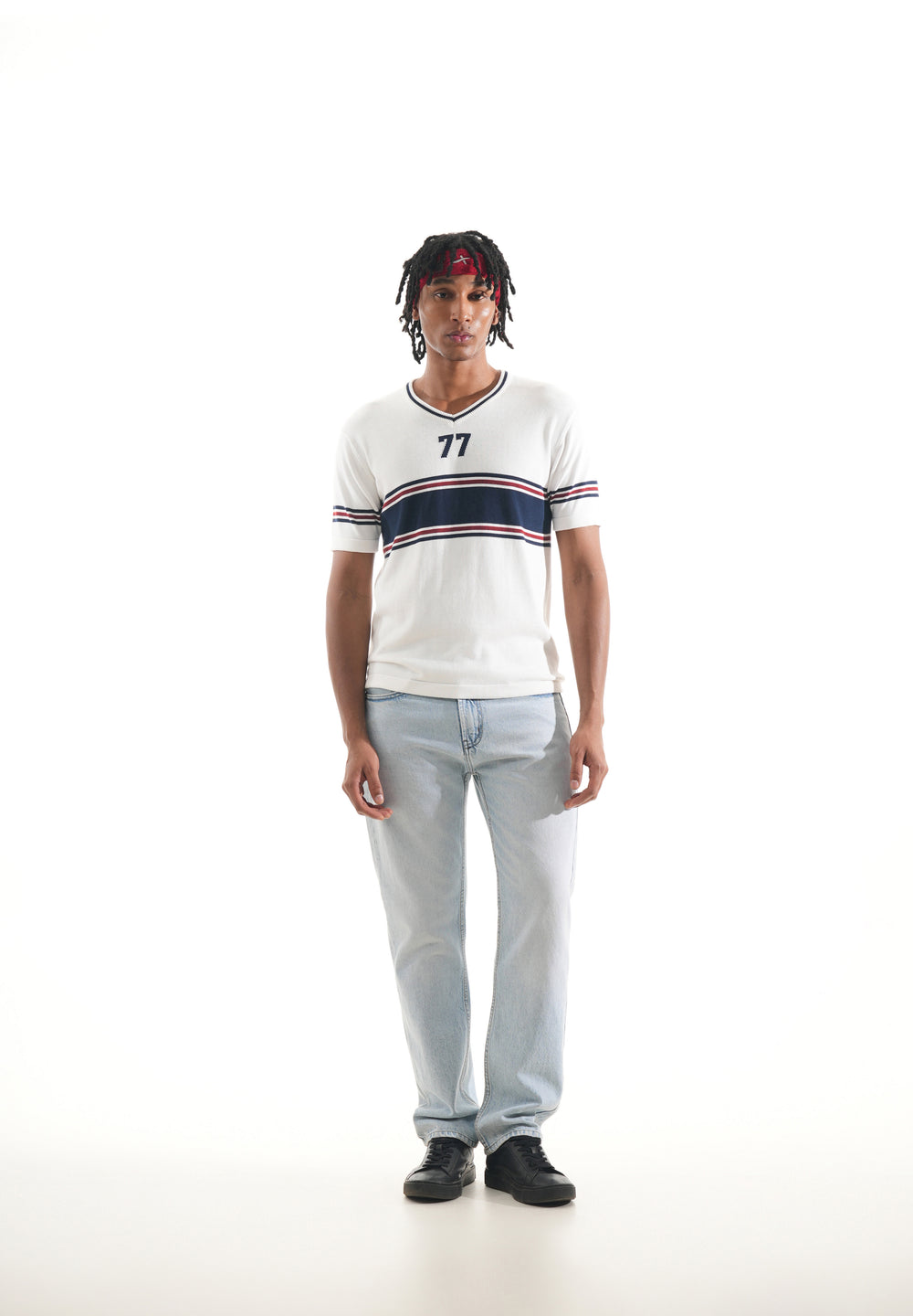 White Varsity Jacquard Knit T-shirt