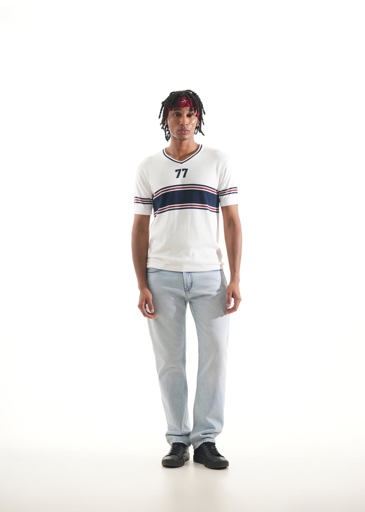 White Varsity Jacquard Knit T-shirt