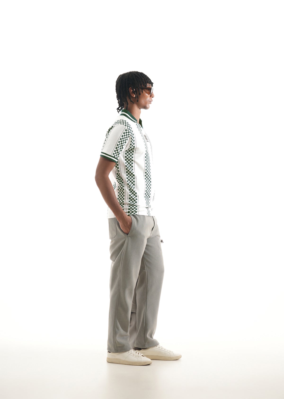White Varsity V-Neck Polo