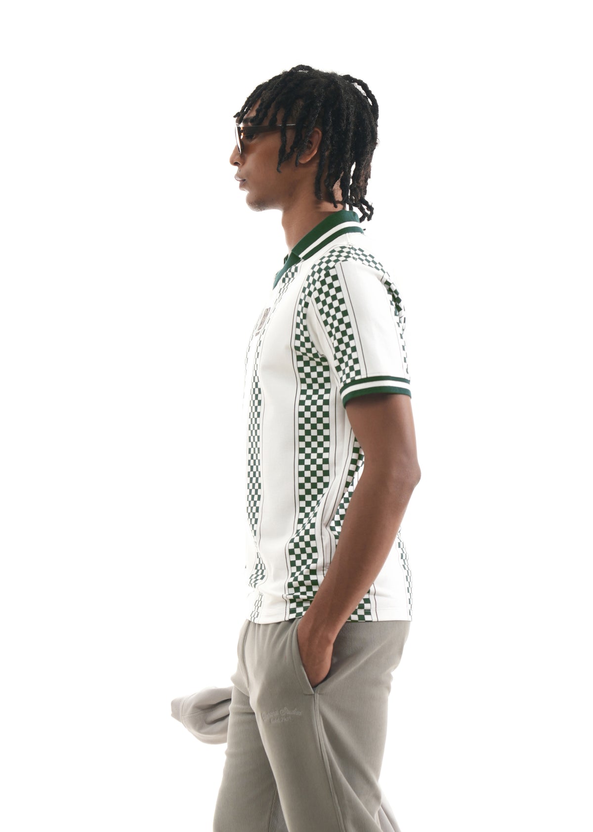 White Varsity V-Neck Polo