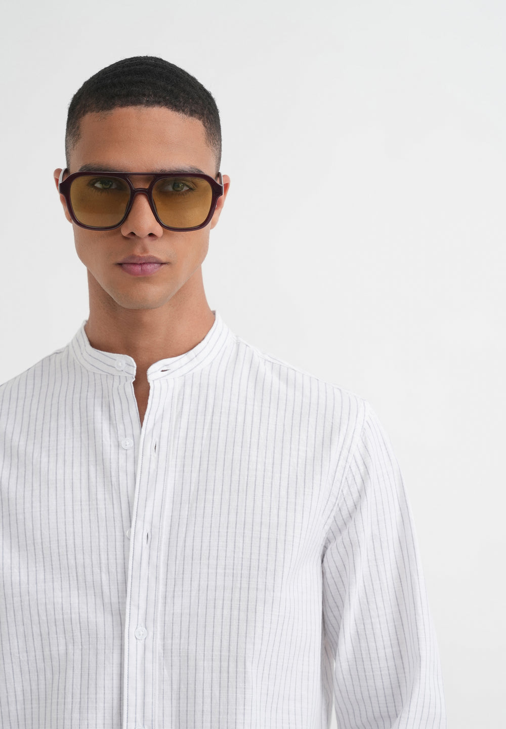 White Vertical Striped Cotton Shirt