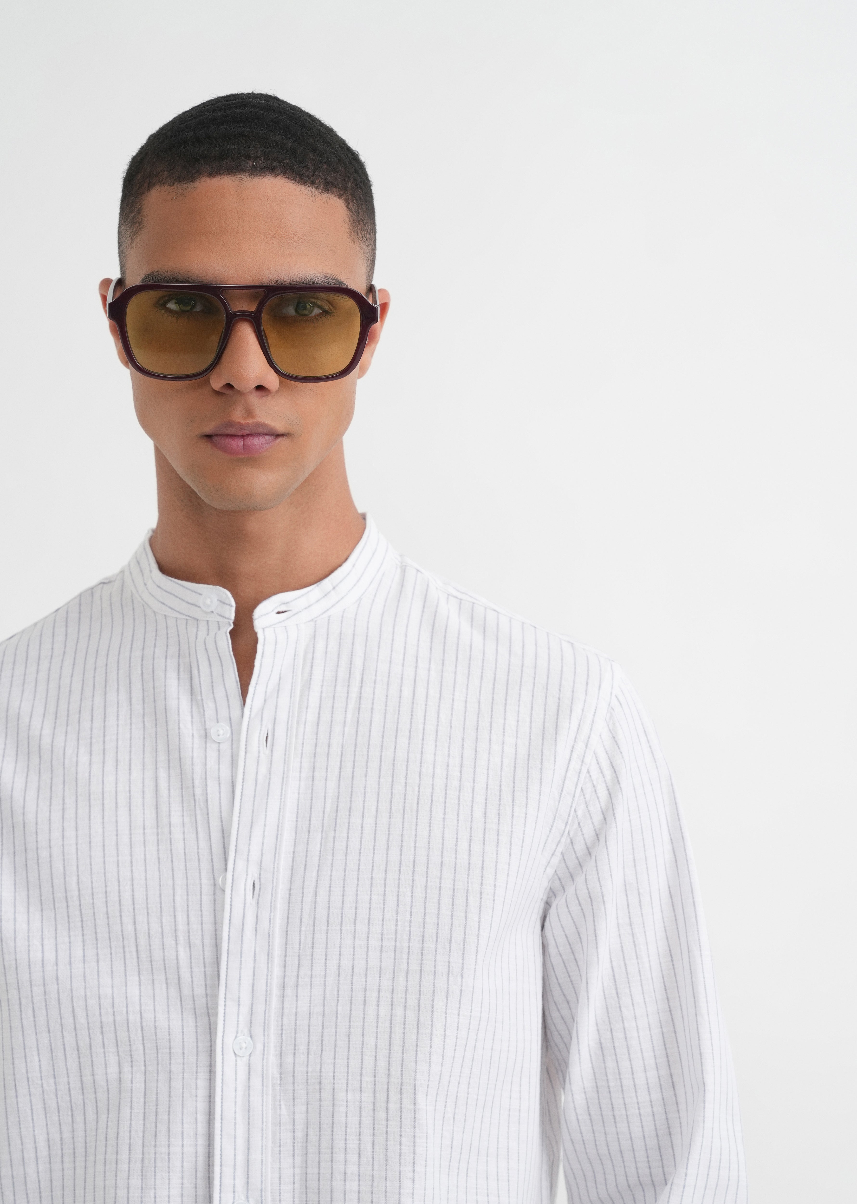 White Vertical Striped Cotton Shirt