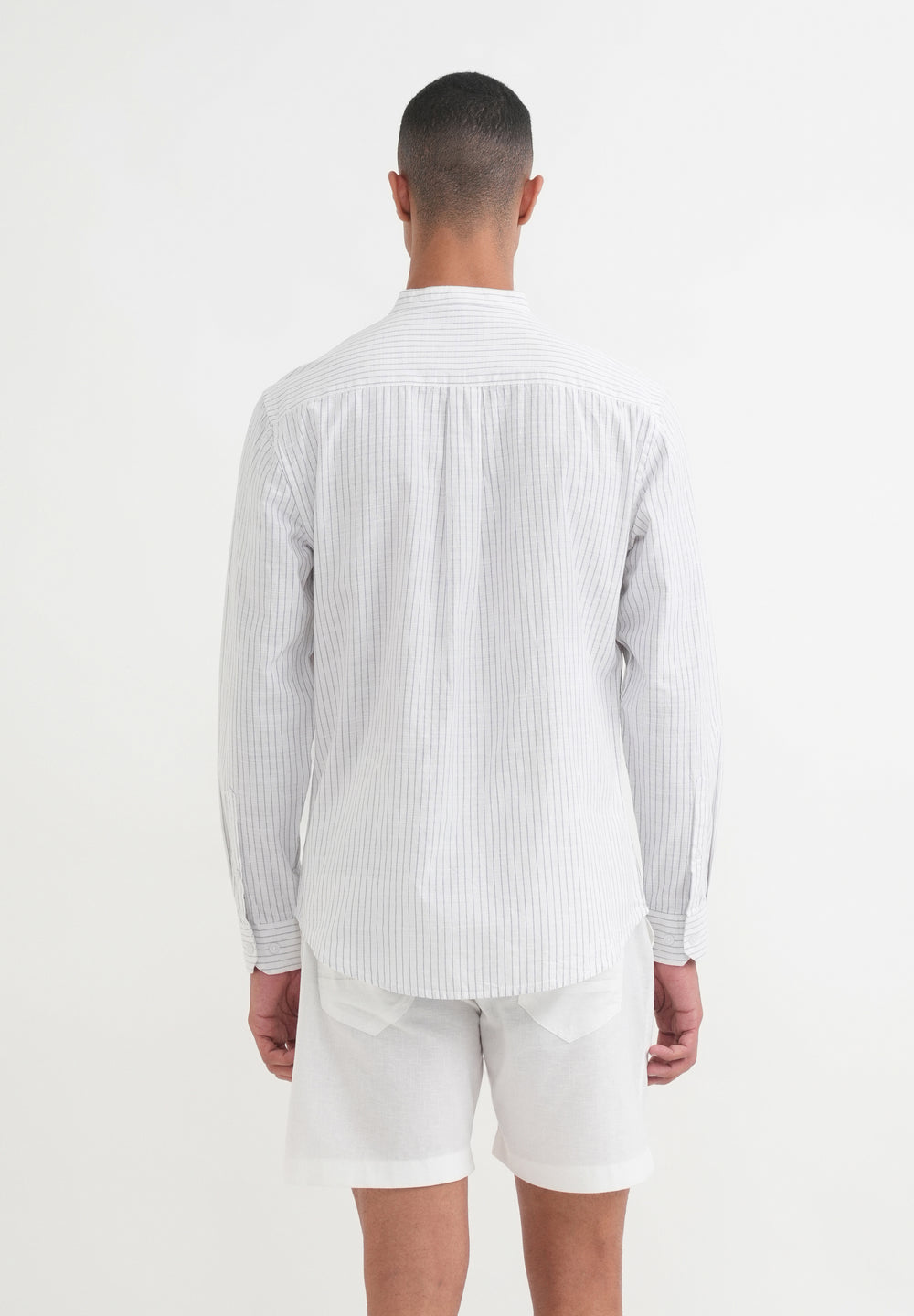 White Vertical Striped Cotton Shirt