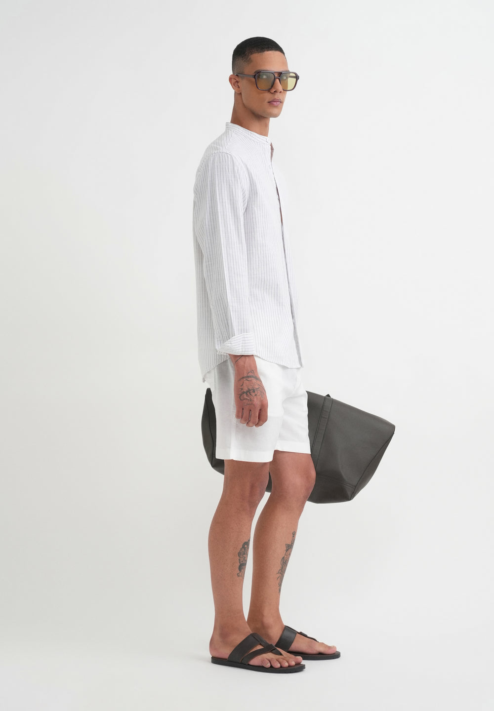 White Vertical Striped Cotton Shirt