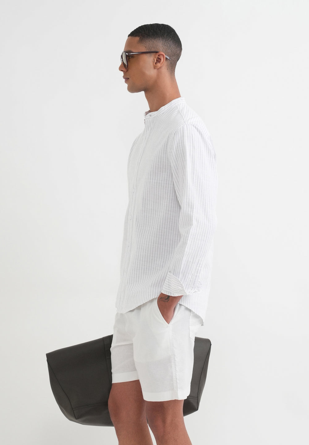 White Vertical Striped Cotton Shirt