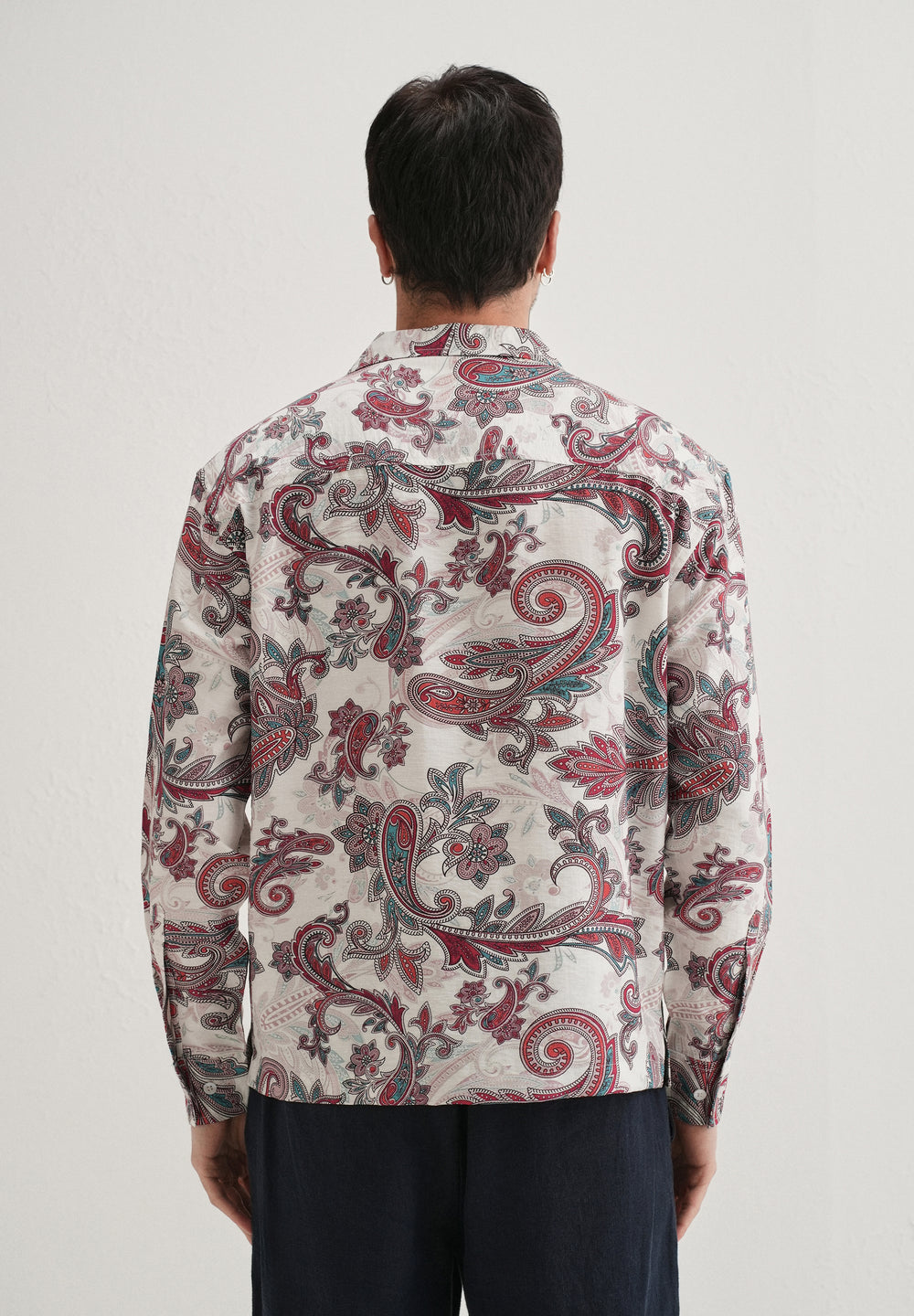 White Vintage Rose Paisley Printed Shirt