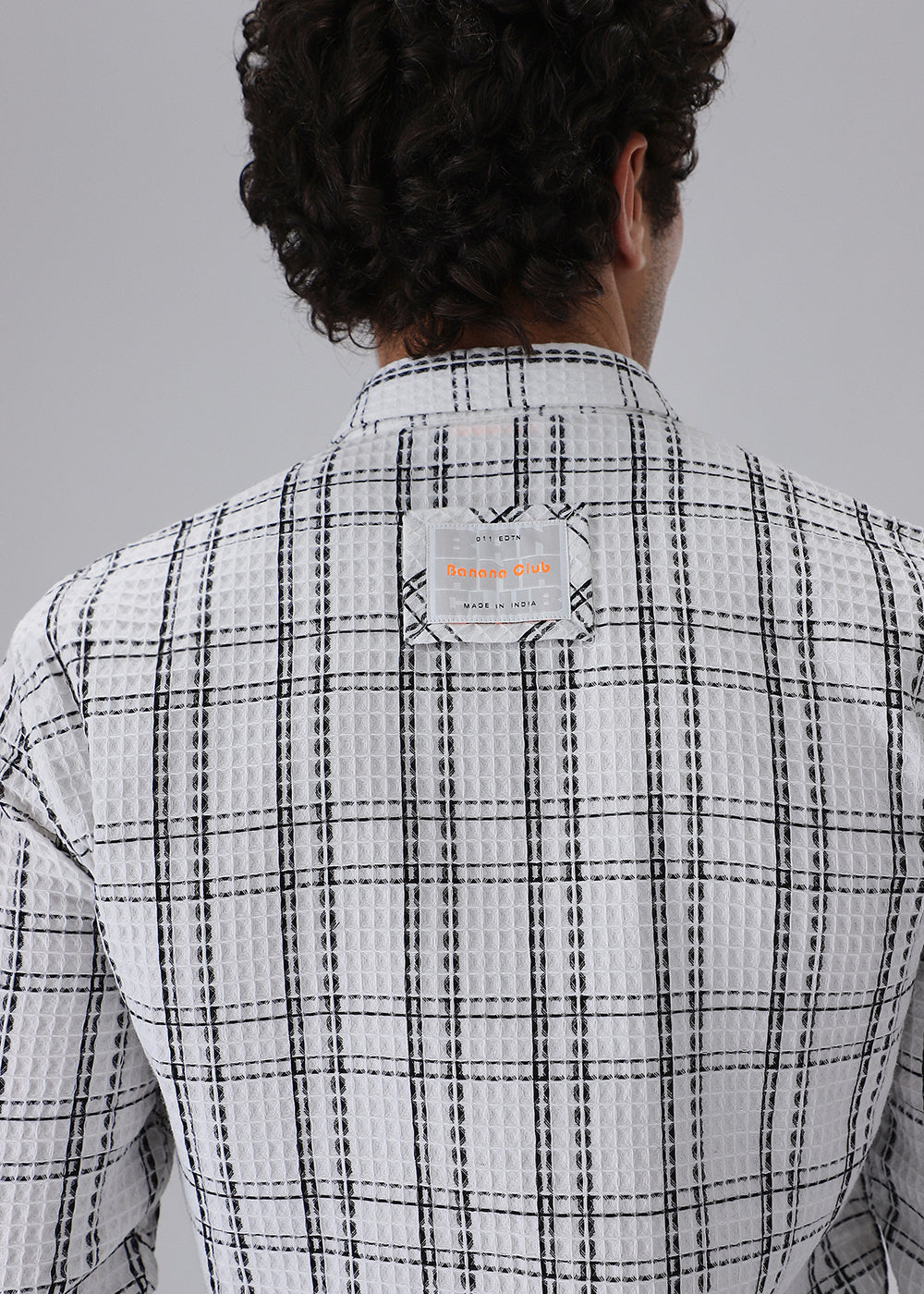 White Waffle Plaid Check Shirt