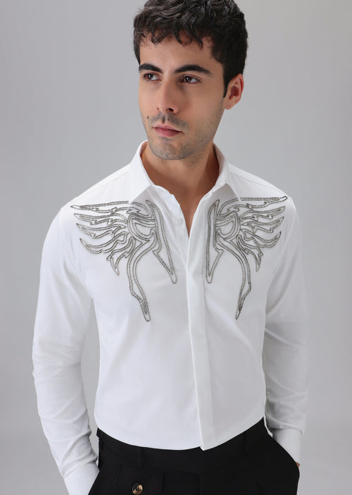 Hand Crafted White Designer Shirt