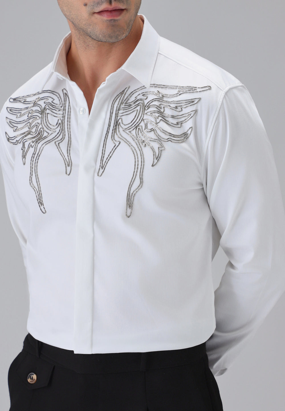 Hand Crafted White Designer Shirt