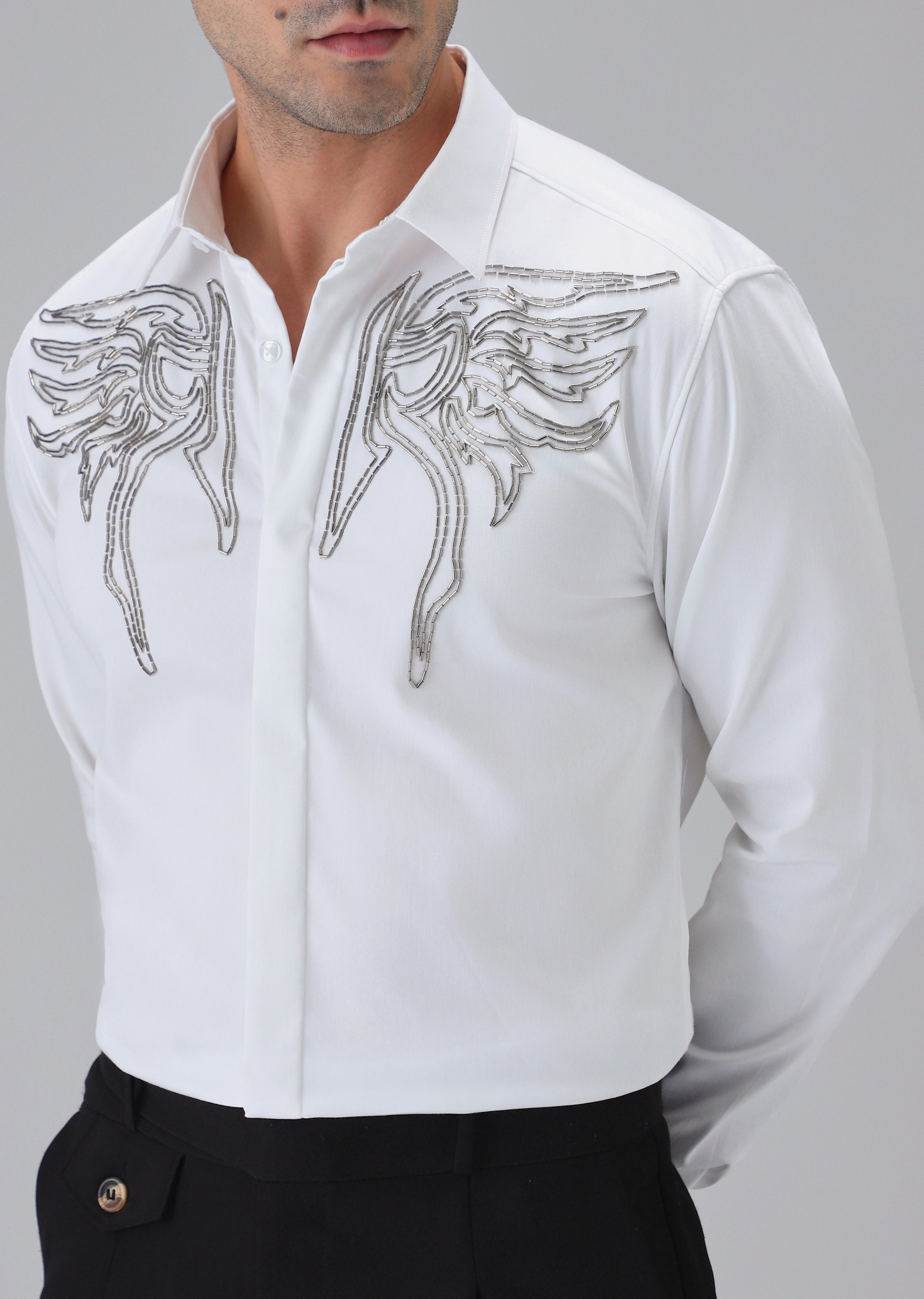 Hand Crafted White Designer Shirt