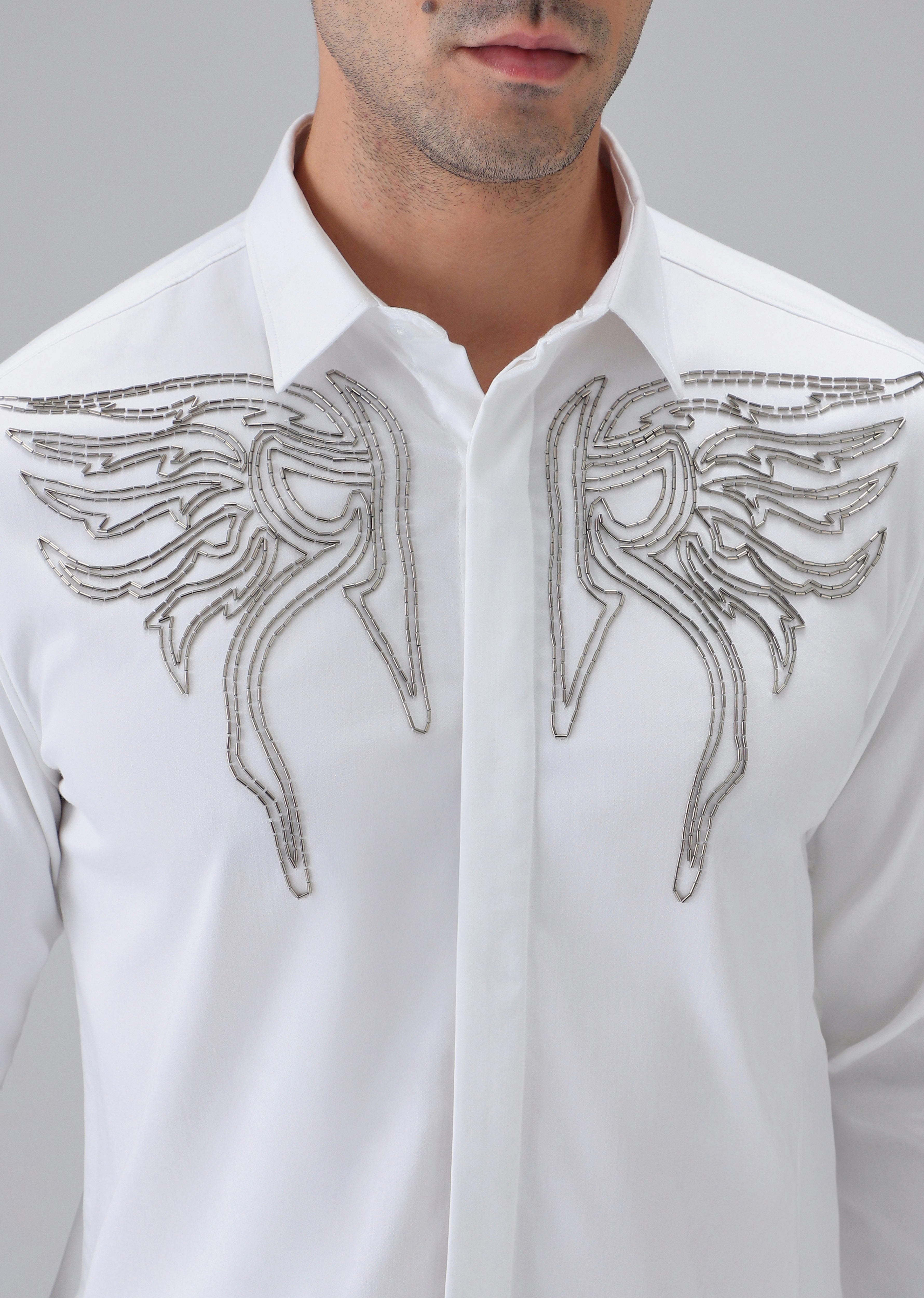 Hand Crafted White Designer Shirt