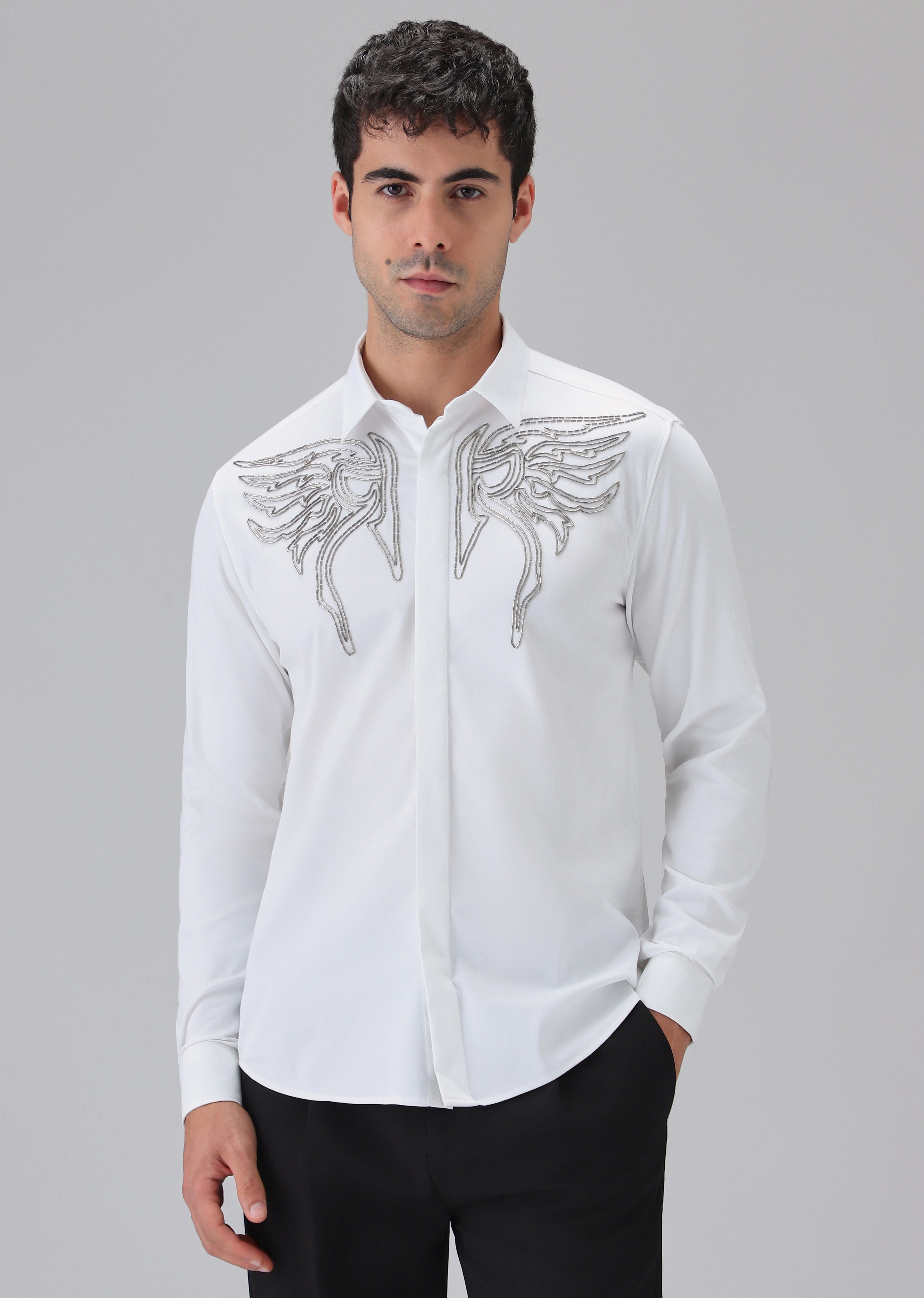 Hand Crafted White Designer Shirt