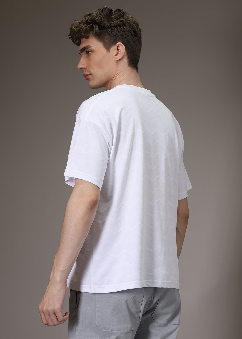 White Zig Zag Textured T-shirt