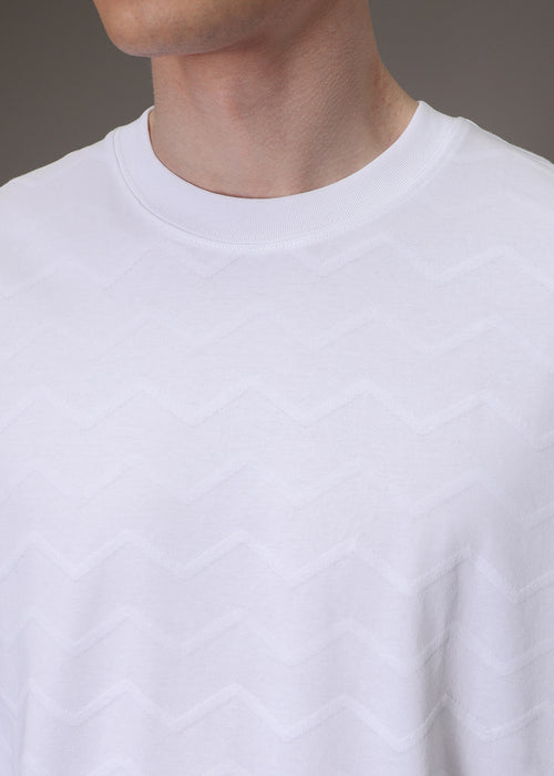 White Zig Zag Textured T-shirt