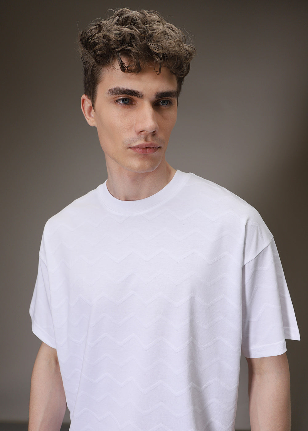 White Zig Zag Textured T-shirt