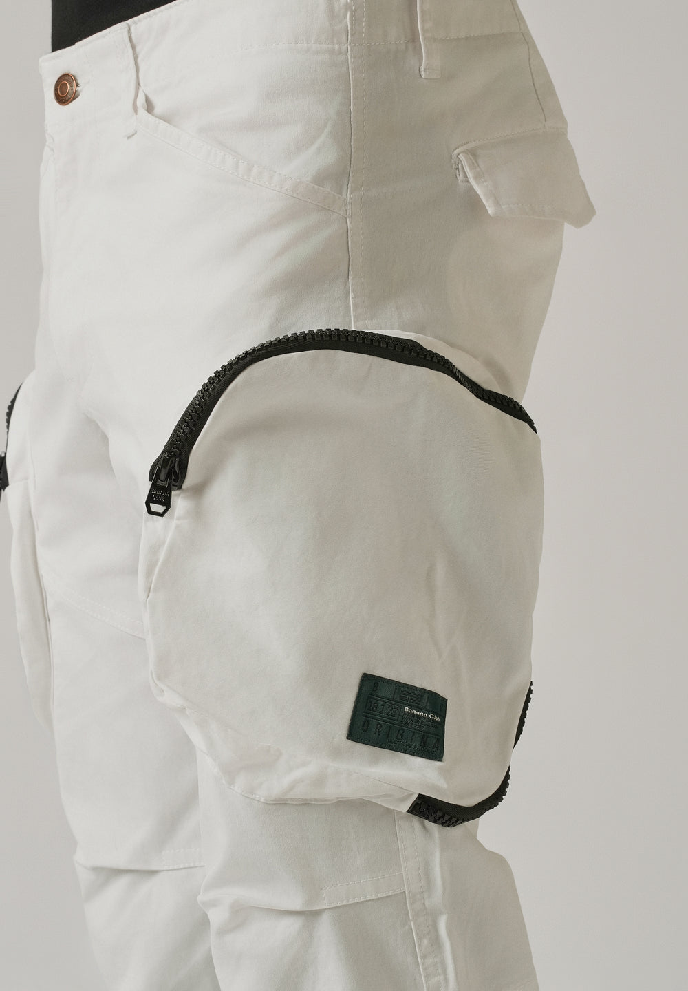 White Zipper Cargo Pant