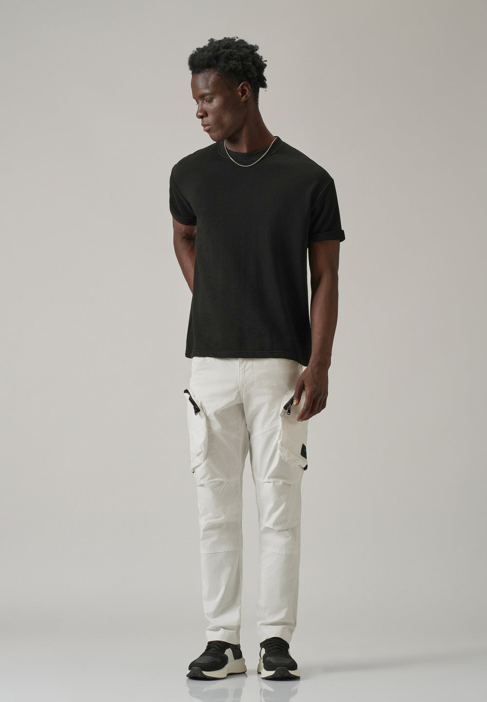 White Zipper Cargo Pant