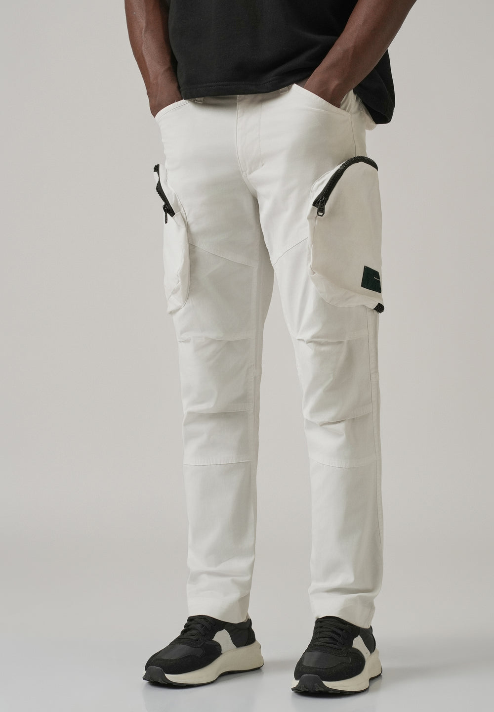 White Zipper Cargo Pant