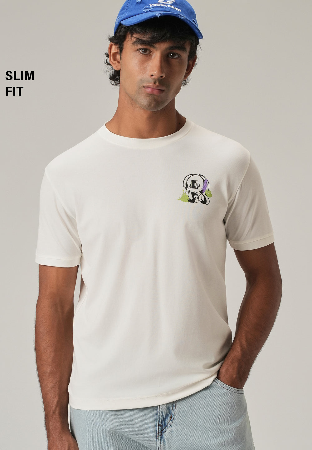 White Back Print Slim Fit T-Shirt