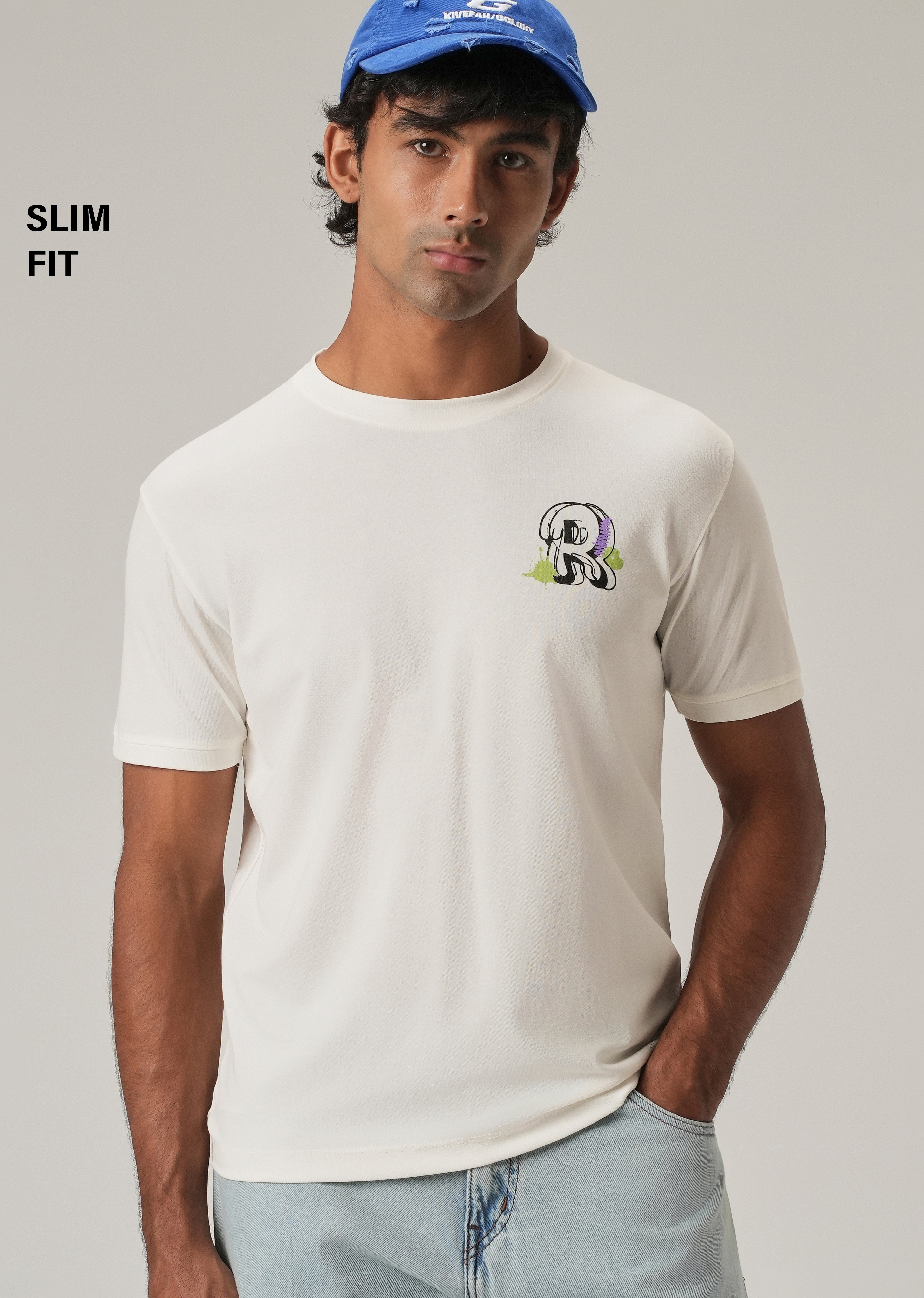 White Back Print Slim Fit T-Shirt