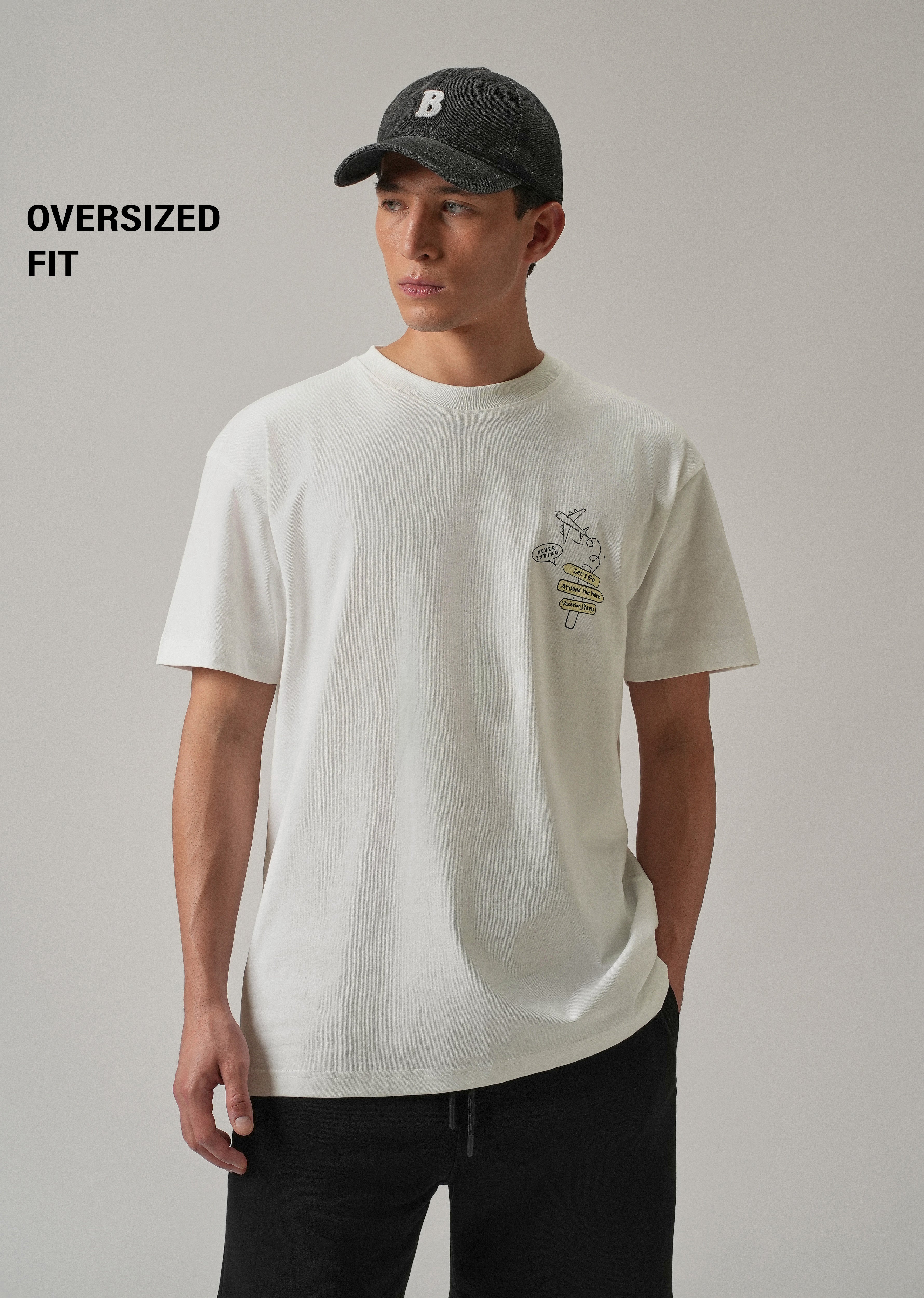 White Back Printed Oversized T-Shirt