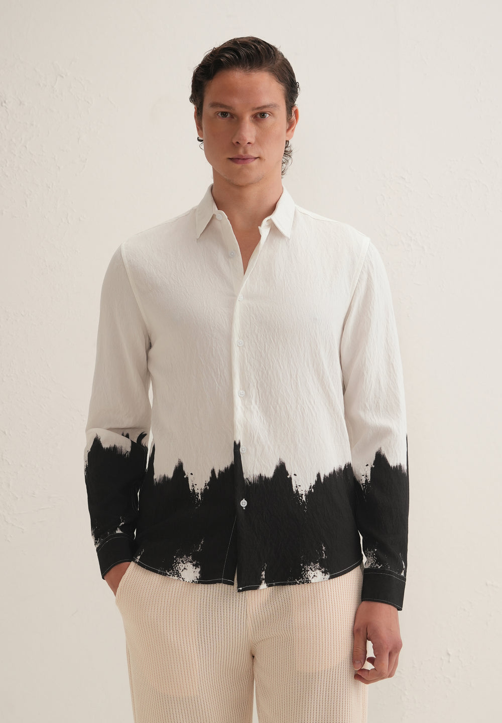 White & Black Dip-Dyed Shirt
