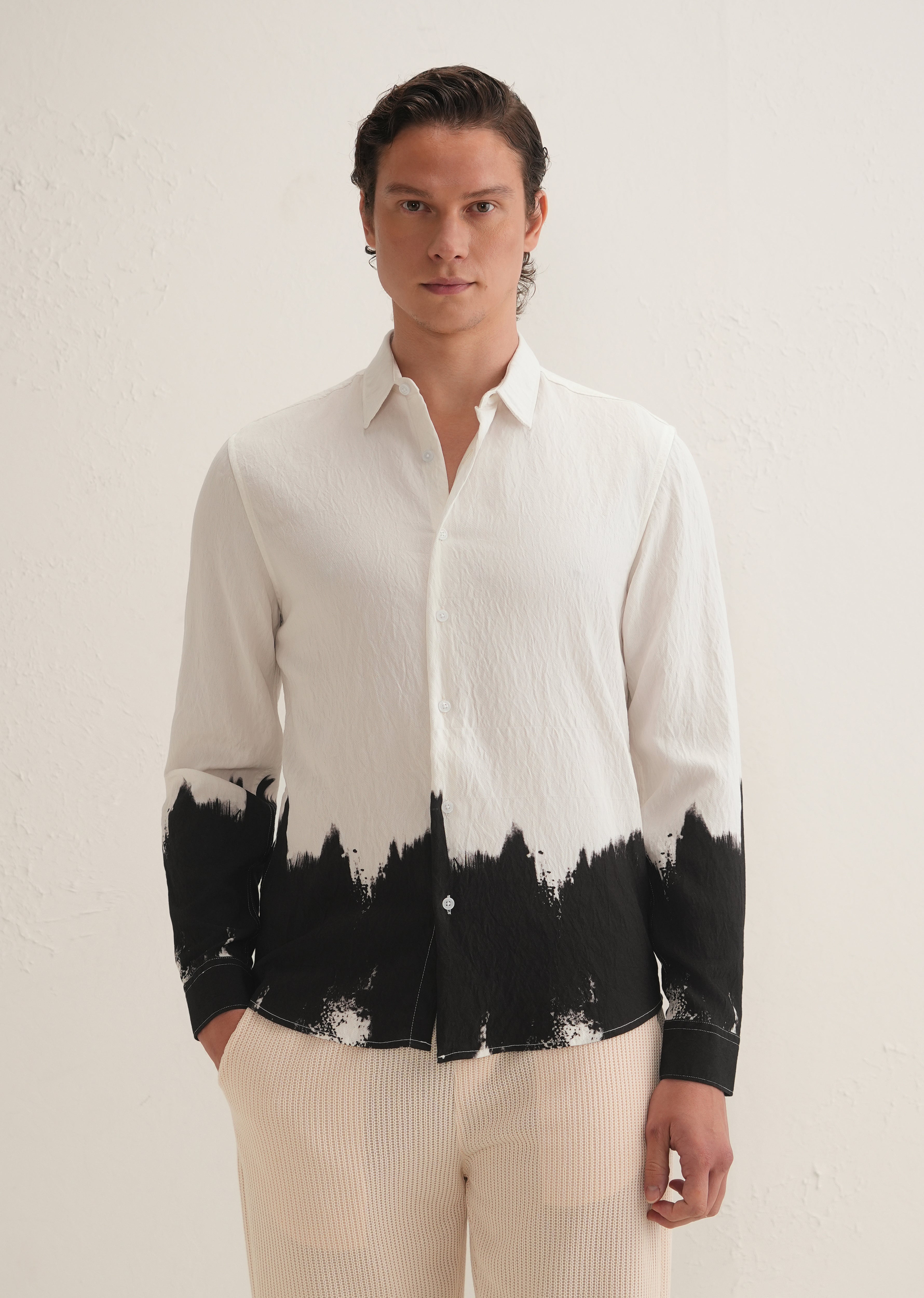 White & Black Dip-Dyed Shirt