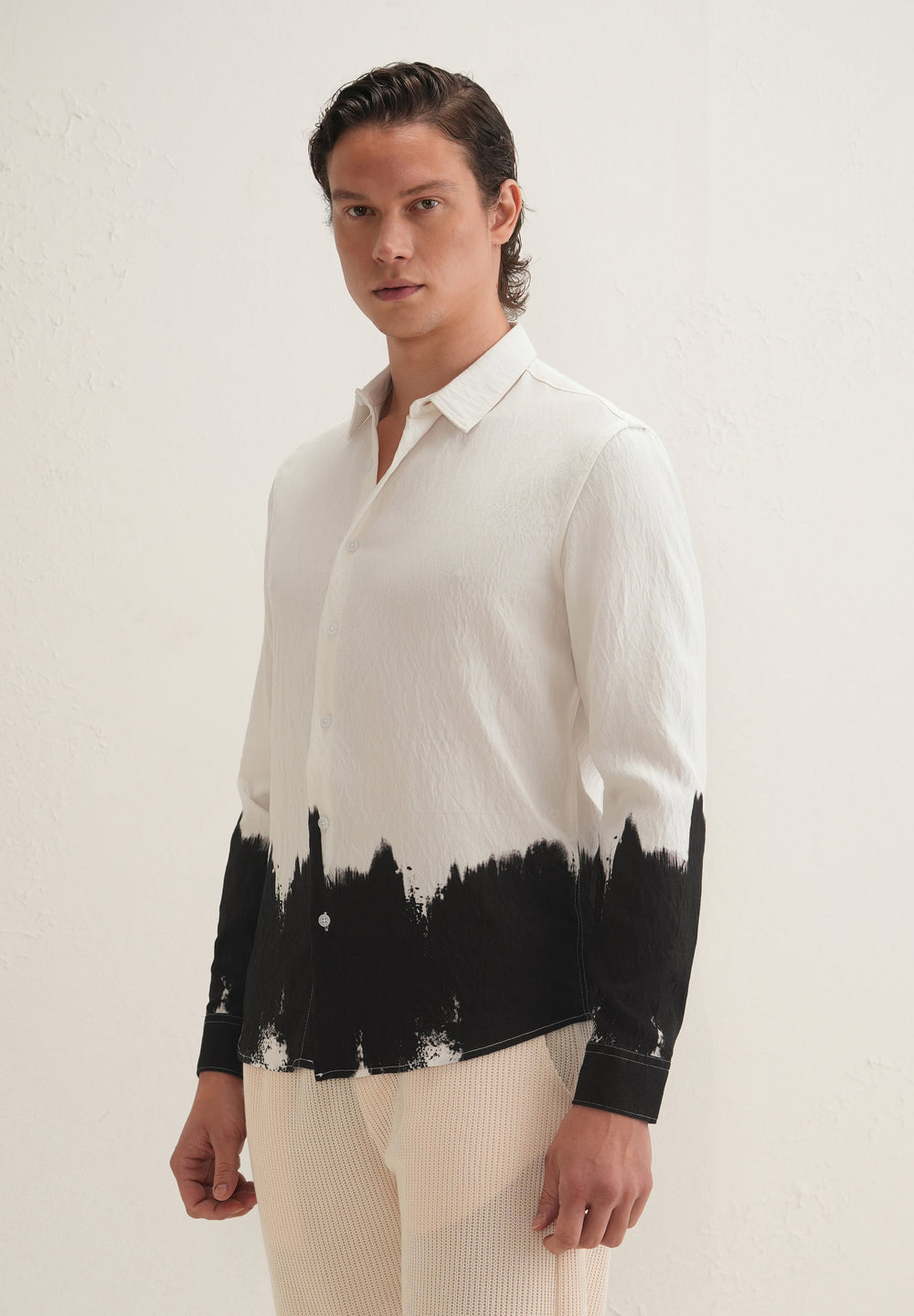 White & Black Dip-Dyed Shirt