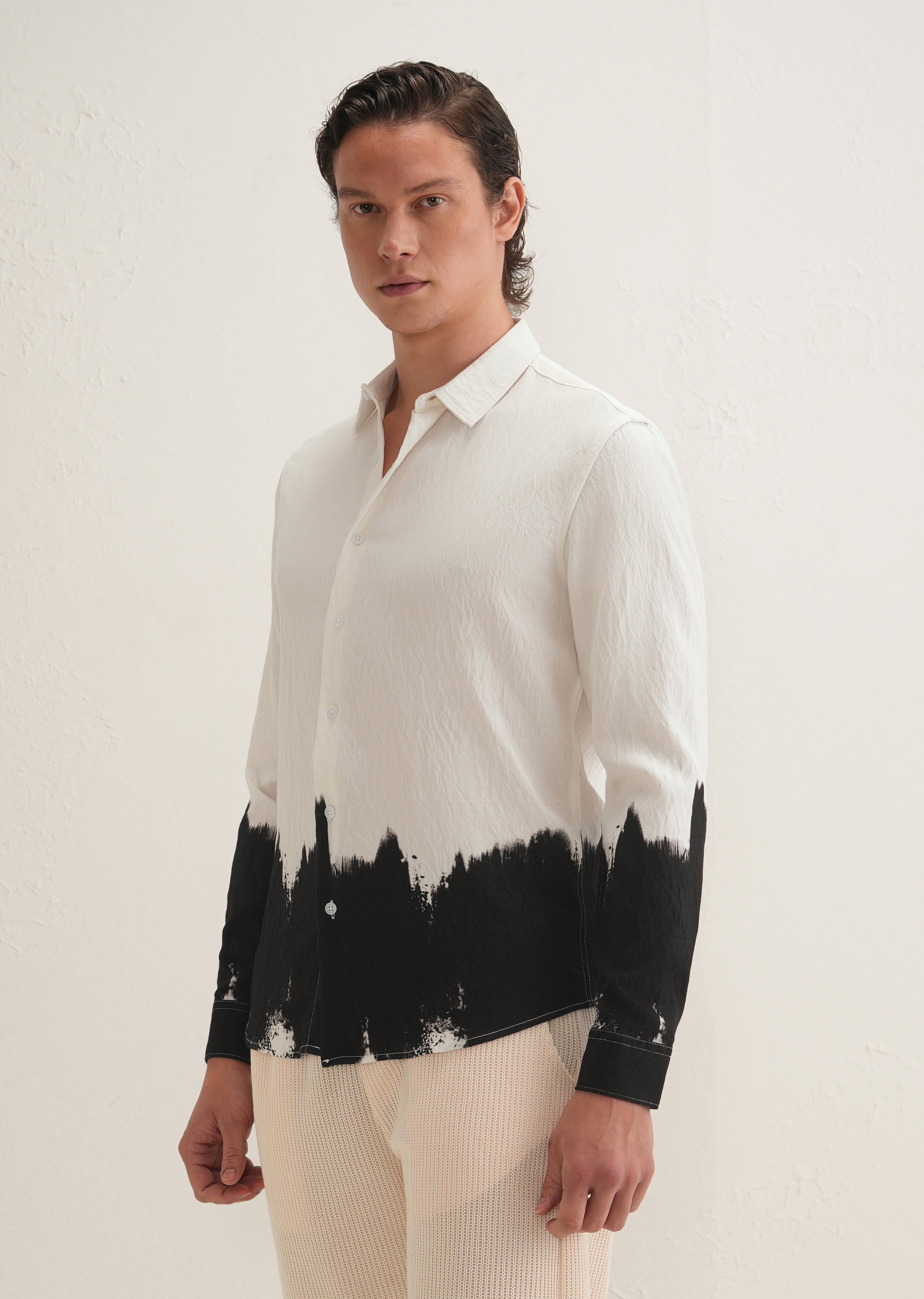 White & Black Dip-Dyed Shirt