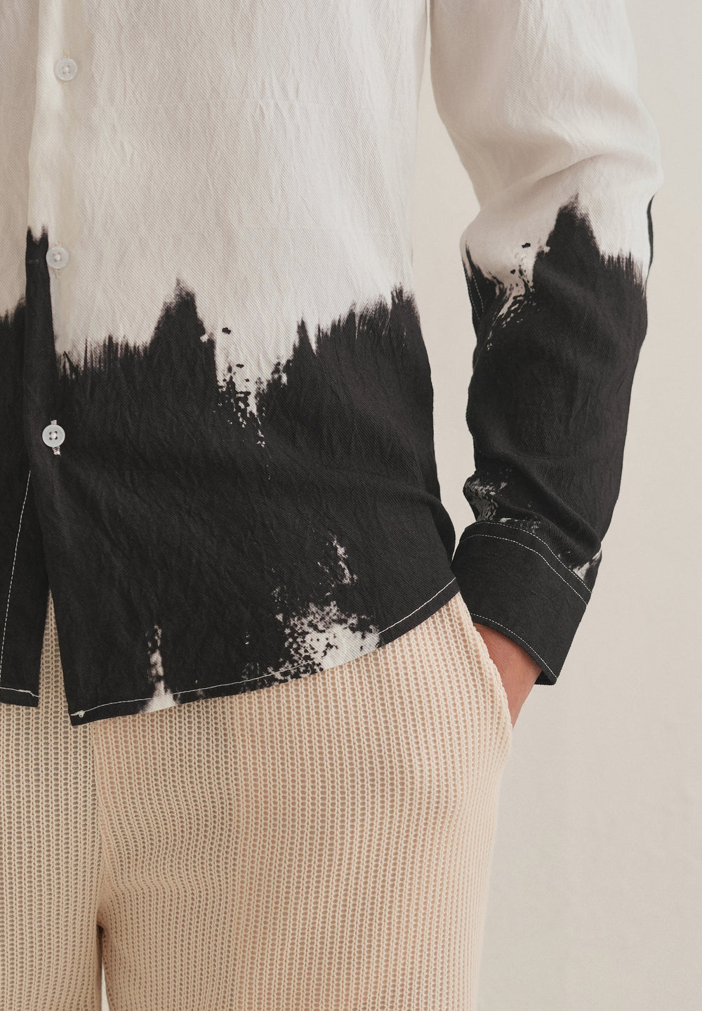 White & Black Dip-Dyed Shirt