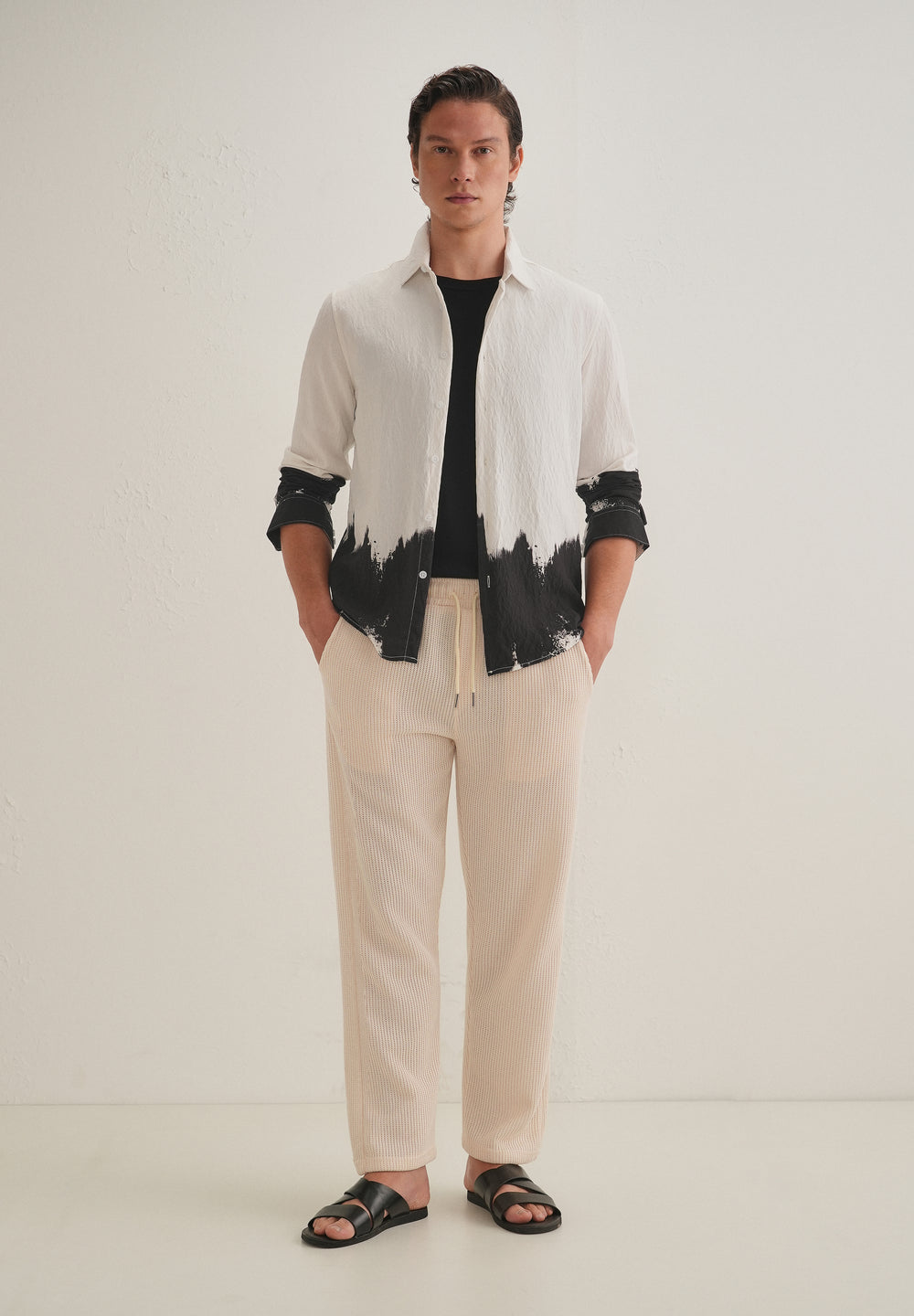 White & Black Dip-Dyed Shirt