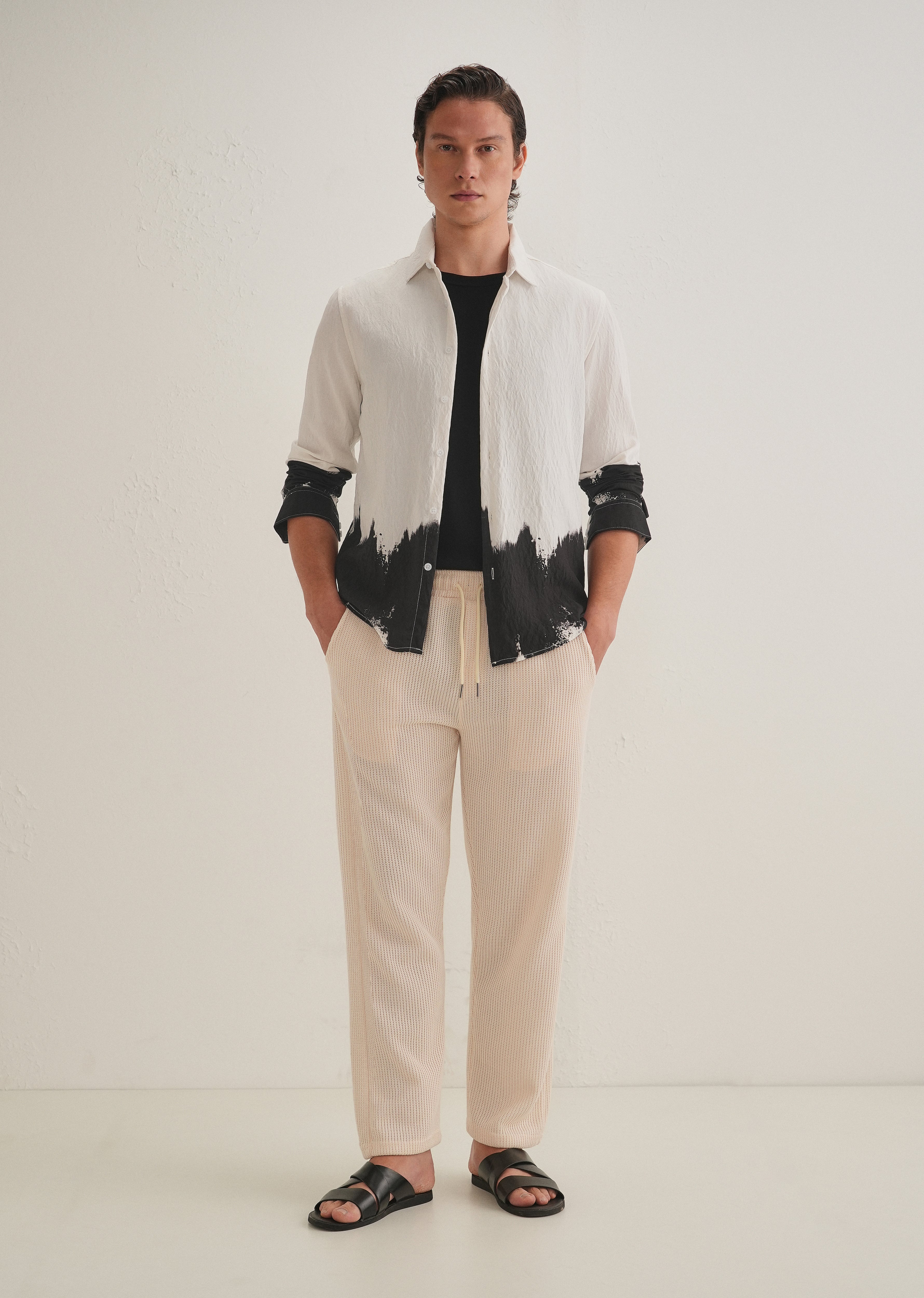 White & Black Dip-Dyed Shirt