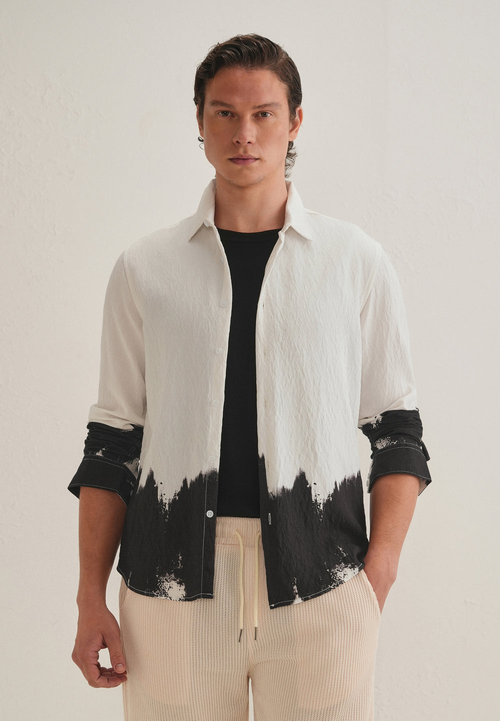 White & Black Dip-Dyed Shirt