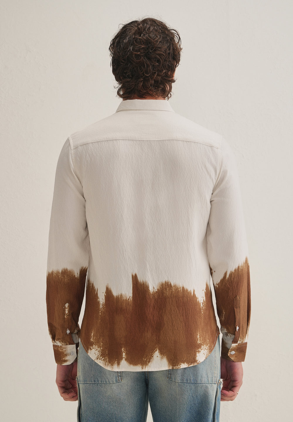 White & Brown Dip-Dyed Shirt
