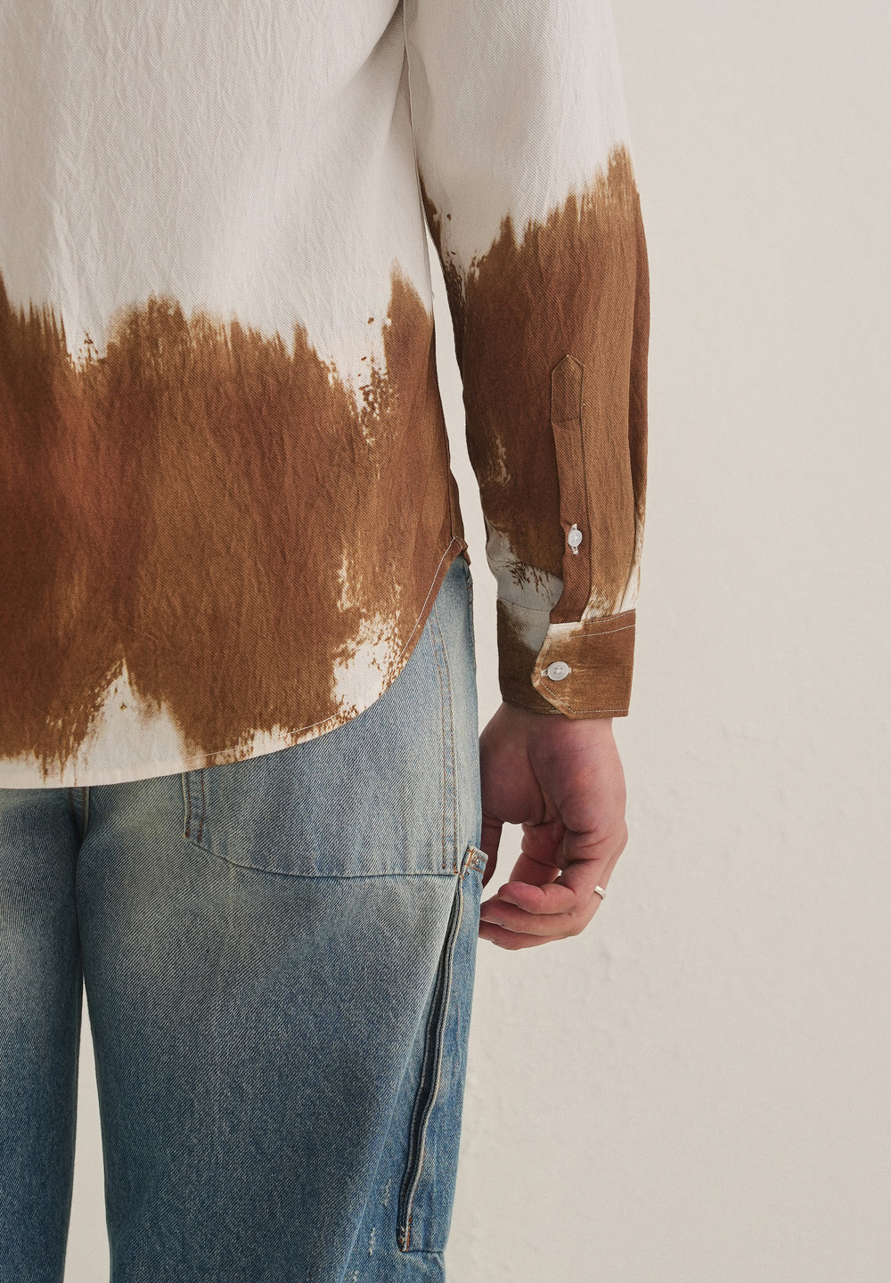 White & Brown Dip-Dyed Shirt
