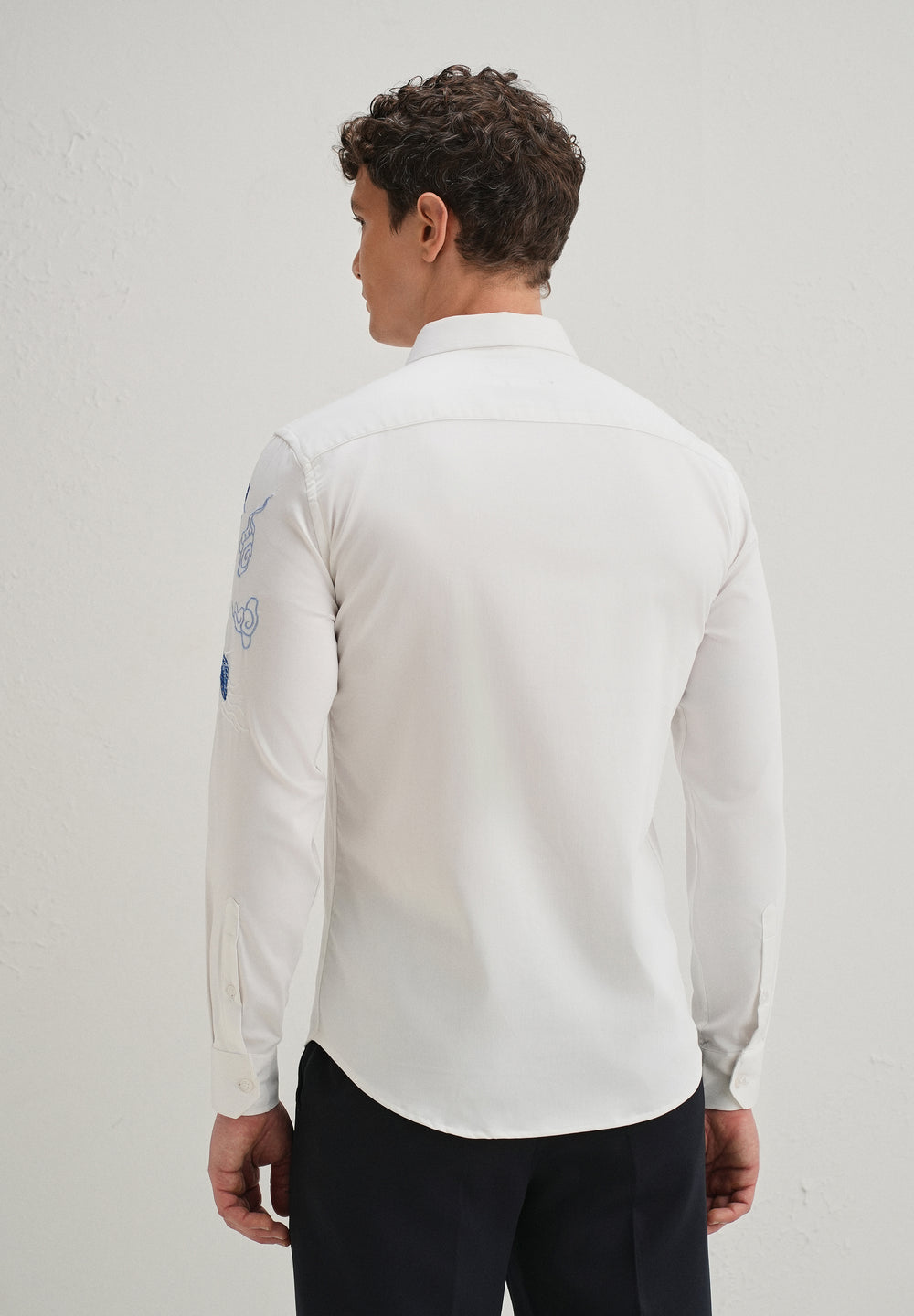 White Dragon Embroidery Shirt