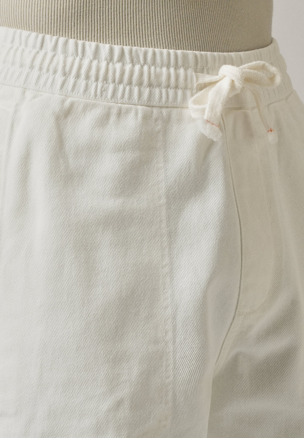 White Drawstring Drill Denim